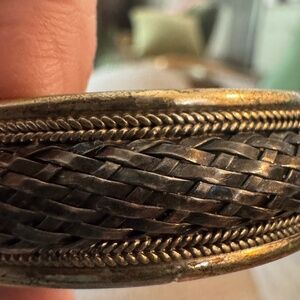 Vintage 1990s Mexican Taxco Sterling Silver 925 Woven Braided Cuff Bracelet Boho